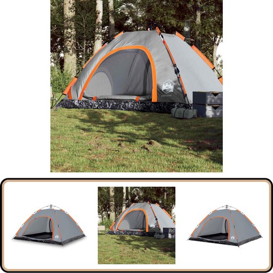 vidaXL Tent - 5-Persoons - Snelontgrendeling - Grijs/Oranje Kampeertent - Dome Tent - Tent 5 Persoons - Waterdichte Tent - Camping Tent van VidaXL