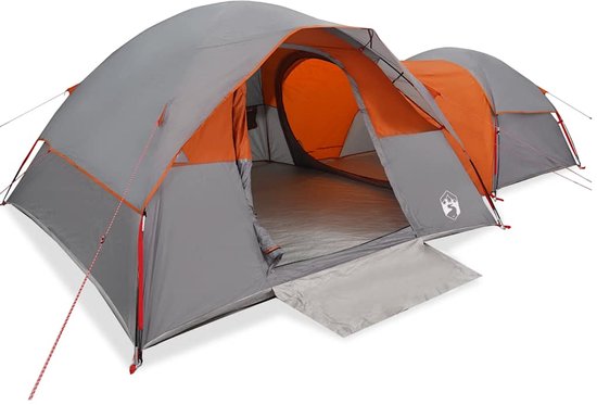 vidaXL - Tent - 5-persoons - waterdicht - grijs - en - oranje van Vidaxl