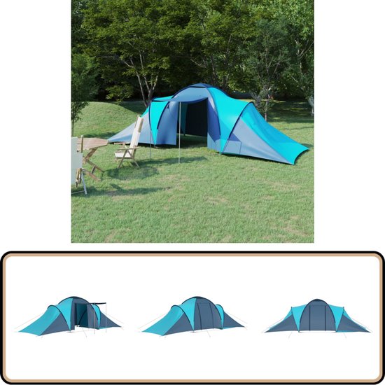 vidaXL Tent 6-persoons blauw en lichtblauw Kampeertent - Tent - Buitenleven - Vakantiehuis - Familieweekend van Vidaxl