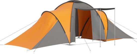 vidaXL Tent 6-persoons grijs en oranje van vidaXL
