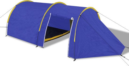 vidaXL - Tent - 6-persoons - marineblauw/geel van Merkloos