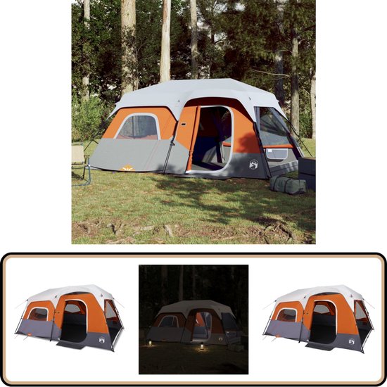 vidaXL Tent 9-persoons met LED licht waterdicht Luxe Bungalowtent - Campingtent - Kampertent - Familie Tent - Grote Tent van VidaXL