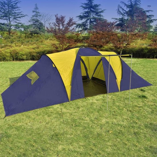 vidaXL - Tent - 9-persoons - polyester - blauw - en - geel van vidaXL