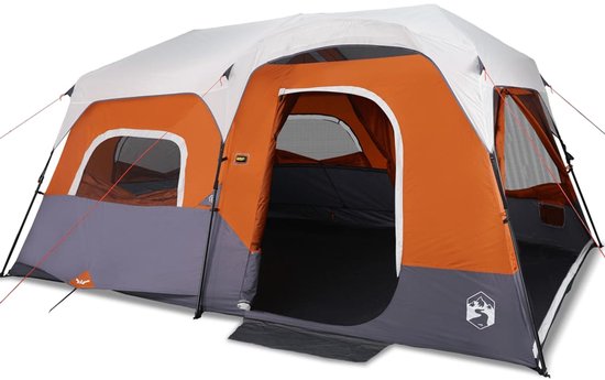 vidaXL - Tent - 9-persoons - waterdicht - met - LED - lichtgrijs - en - oranje van Vidaxl
