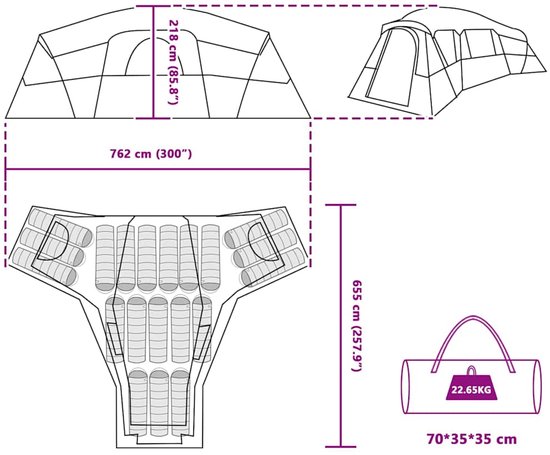 vidaXL - Tent - Groen - 6-persoons - Polyester van VidaXL