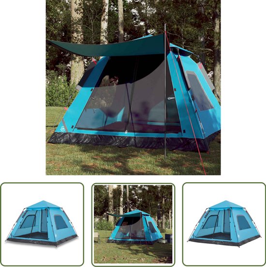 vidaXL Tent - Kampeer Tent - Koepeltent 5-persoons snelontgrendeling blauw - Koepeltent - Campingtent - Vakantiehuisje van VidaXL