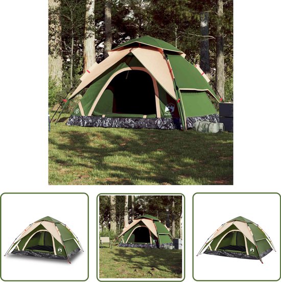 vidaXL Tent - Kampeer Tent - Koepeltent 5-persoons snelontgrendeling groen - Familie Tent - Groene Tent - 5 Persoons Tent van Merkloos