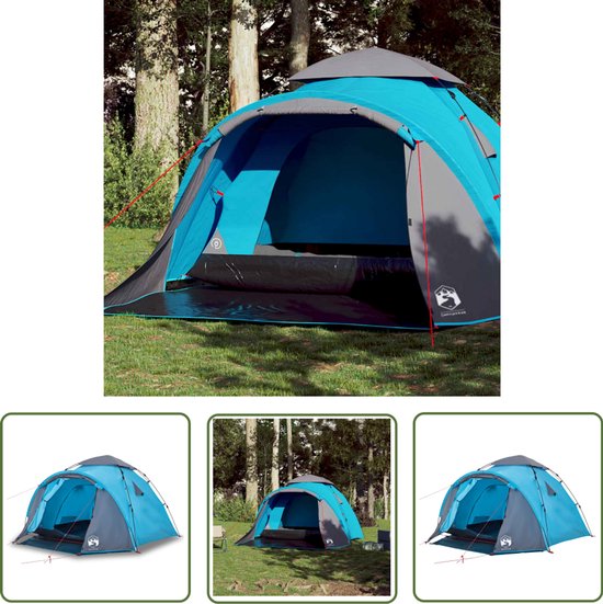 vidaXL Tent - Kampeerten - Koepeltent 3-persoons snelontgrendeling blauw - Koepeltent - Campingtent - Buitenleven van Merkloos