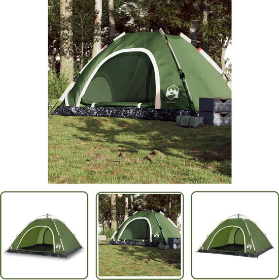 vidaXL Tent - Kampeerten - Tent 5-persoons snelontgrendeling groen - Groene Tent - 5 Persoons Tent - Familietent van VidaXL