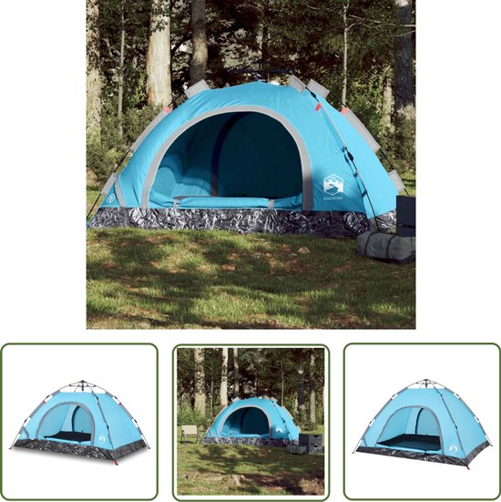 vidaXL Tent - Kampeertent - Tent 4-persoons snelontgrendeling blauw - Vier Persoons Tent - Blauwe Tent - Reis Tent van Merkloos