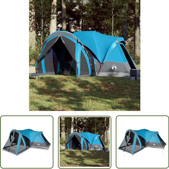 vidaXL Tent - Kamperen - Tipitent voor gezin 8-persoons waterdicht blauw - Familietent - Tipi Tent - Outdoor van Merkloos