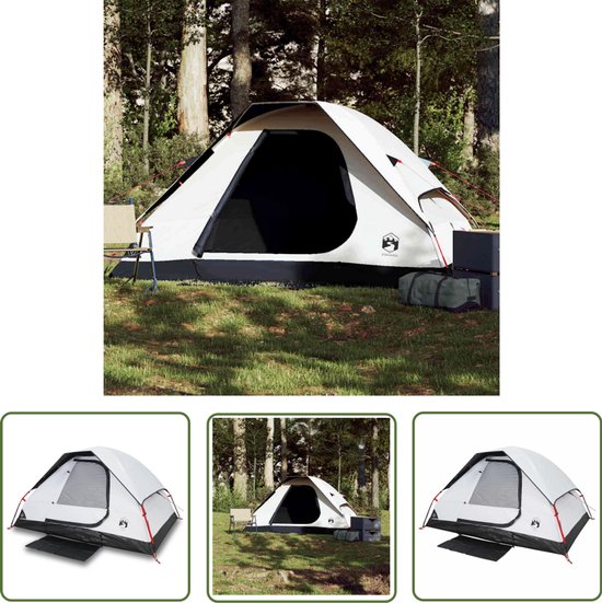 vidaXL Tent - Koepeltent - Koepeltent 2-persoons waterdicht verduisterend stof wit - Kampeerten - Tweepersoons Tent - Waterdicht Tent van VidaXL