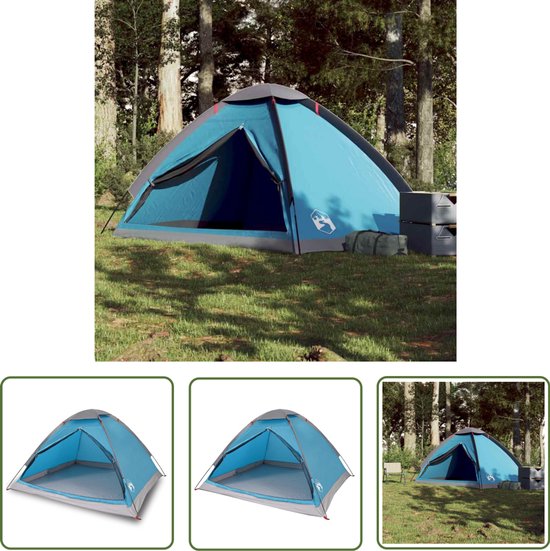 vidaXL Tent - Koepeltent - Koepeltent 4-persoons waterdicht blauw - Campingtent - Vier Persoons Tent - Waterdichte Tent van Merkloos