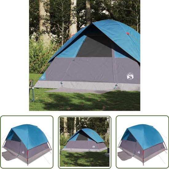 vidaXL Tent - Koepeltent - Koepeltent 6-persoons waterdicht blauw - Familietent - Campingtent - Zomerkamp van Vidaxl