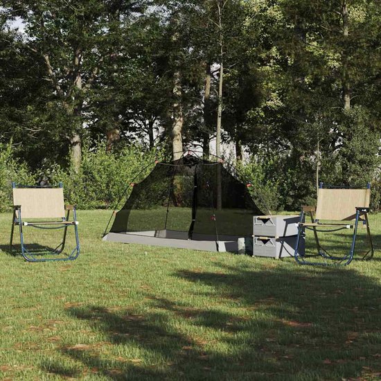vidaXL - Tent - met - dak - Anders - met - luchtopening - Grijs - en - Zwart - 236 - x - 108 - x - 120 - cm van VidaXL