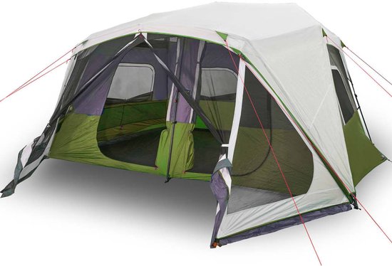 vidaXL - Tent - met - LED - 10-persoons - snelontgrendeling - lichtgroen van Merkloos