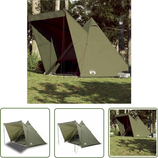 vidaXL Tent - Tipitent - Tipitent 6-persoons waterdicht olijfgroen - Familietent - Kampeerten - Outdoor van VidaXL