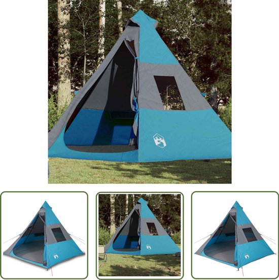 vidaXL Tent - Tipitent - Tipitent 7-persoons waterdicht blauw - Campingtent - Outdoor - Vakantiehuisje van Merkloos