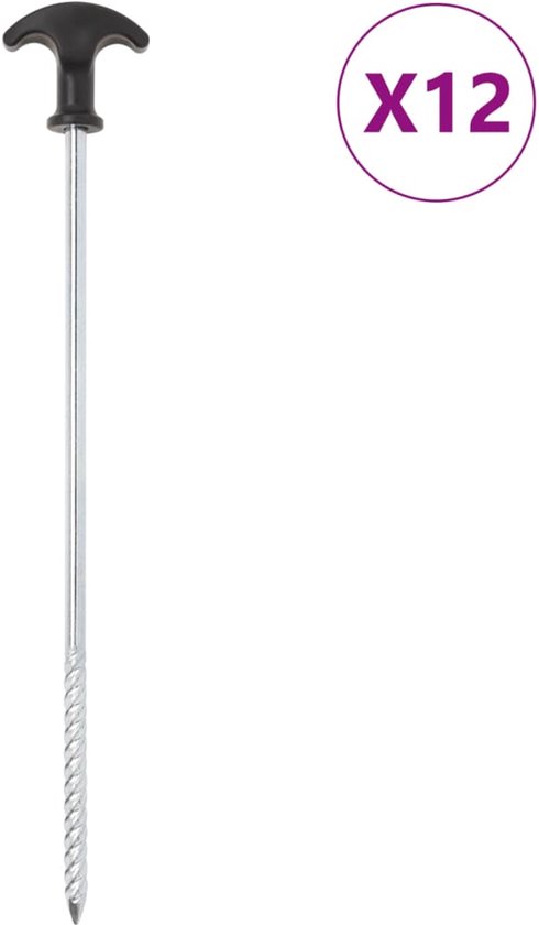 vidaXL - Tentharingen - 12 - st - Ø7 - mm - 30 - cm - gegalvaniseerd - staal van Merkloos