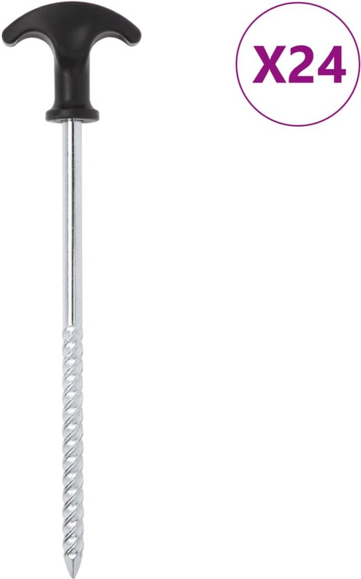 vidaXL - Tentharingen - 24 - st - Ø7 - mm - 20 - cm - gegalvaniseerd - staal van Merkloos