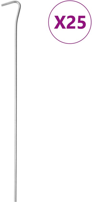 vidaXL - Tentharingen - 25 - st - Ø4 - mm - 30 - cm - gegalvaniseerd - staal