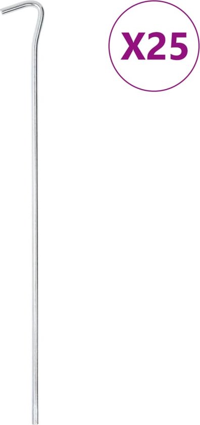 vidaXL - Tentharingen - 25 - st - Ø5 - mm - 30 - cm - gegalvaniseerd - staal