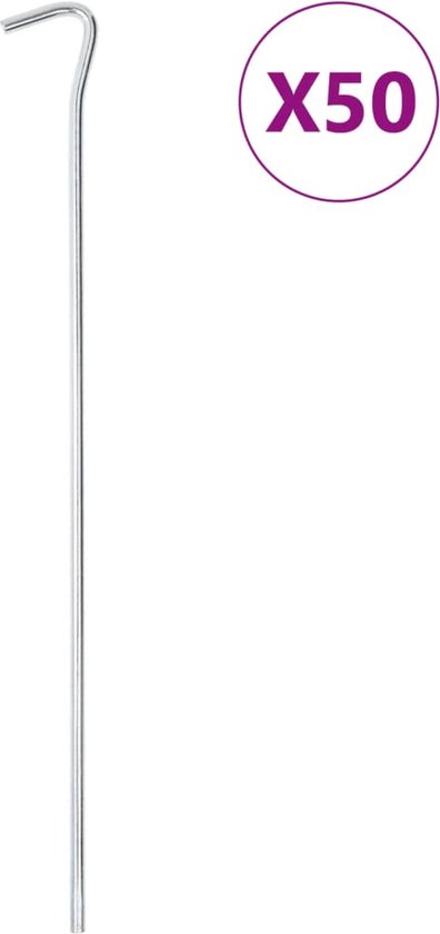 vidaXL - Tentharingen - 50 - st - Ø7 - mm - 30 - cm - gegalvaniseerd - staal