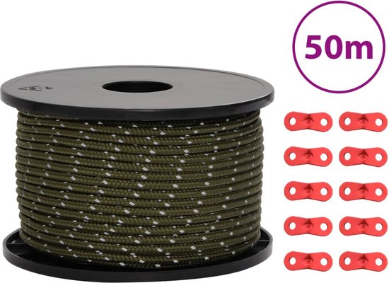 vidaXL - Tentscheerlijn - met - reflecterende - strips - en - spanners - 50 - m - 5 - mm van Merkloos