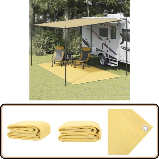 vidaXL Tenttapijt - 250x350 cm - Beige - Weerbestendig Tenttapijt - Kampeeraccessoires - Outdoor Tapijt - Veranda Tapijt - Tuin Tapijt van Merkloos