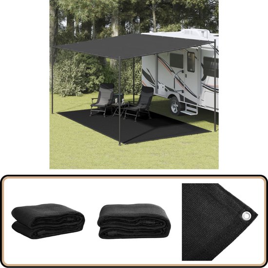 vidaXL Tenttapijt - 300x500 cm - Zwart - HDPE Tenttapijt - Camping Accessoires - Kampeerspullen - Grondzeil - Waterproof van Merkloos