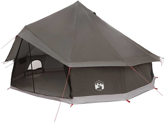 vidaXL - Tipi - Tent - 10-persoons - Bruin - Grijs - Polyester - en - Staal