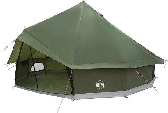 vidaXL - Tipi - Tent - 10-persoons - Leger - Groen - Polyester - en - Staal