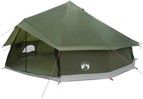 vidaXL - Tipi - Tent - 12-persoons - Leger - Groen - Polyester - en - Staal