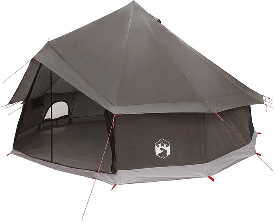 vidaXL - Tipi - Tent - 8-persoons - Bruin - Grijs - Polyester - en - Staal