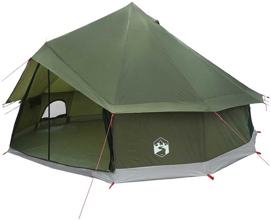 vidaXL - Tipi - Tent - 8-persoons - Leger - Groen - Polyester - en - Staal