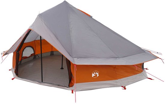 vidaXL - Tipi - Tent - Grijs - en - Oranje - 700 - x - 700 - x - 395 - cm - Polyester - en - Staal