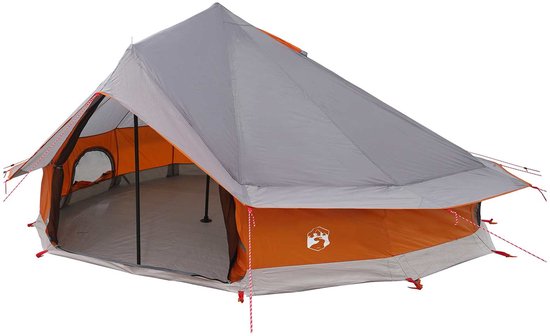 vidaXL - Tipi - Tent - Grijs - en - Oranje - 800 - x - 800 - x - 430 - cm - Polyester - en - Staal
