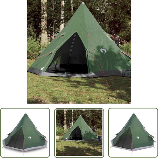 vidaXL Tipi Tent - Kampeertent - Tipitent 4-persoons waterdicht groen - Familietent - Outdoor Tent - Campingtent van Vidaxl