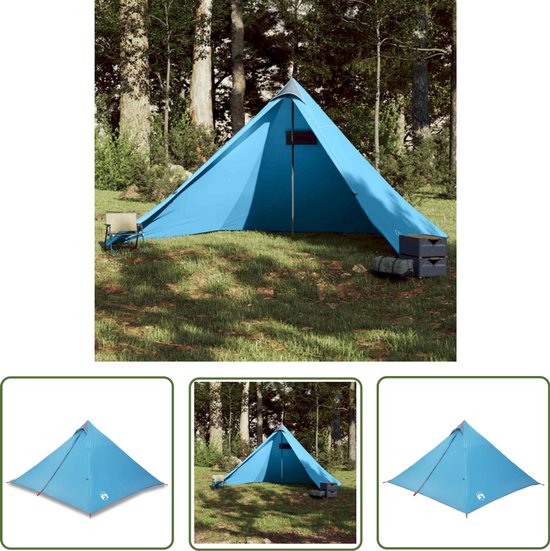 vidaXL Tipi Tent - Kampeertenten - Tipitent 7-persoons waterdicht blauw - Familietent - Outdoor Tent - Campingtent van Merkloos