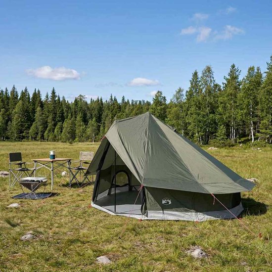 vidaXL - Tipi - Tent - Leger - Groen - 700 - x - 700 - x - 395 - cm - Polyester - en - Staal
