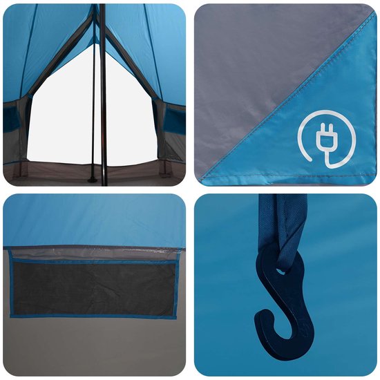 vidaXL - Tipi - Tent - met - dak - Blauw - 250 - x - 250 - cm - Polyester - en - Staal