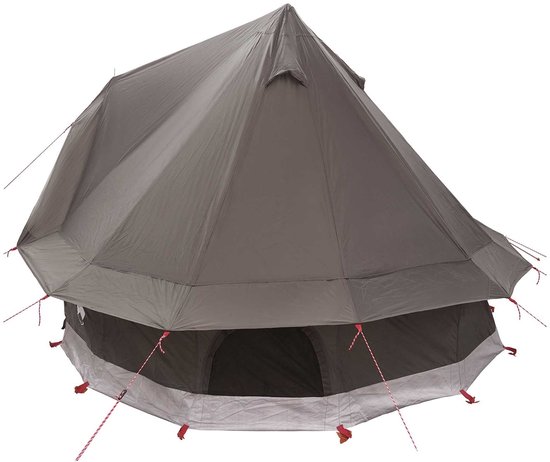 vidaXL - Tipi - Tent - met - dak - Bruin - Grijs - 250 - x - 250 - cm - Polyester - en - Staal
