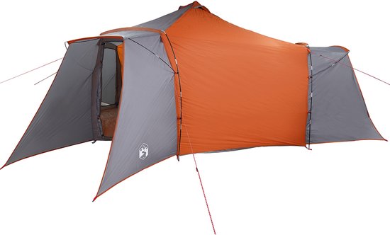 vidaXL - Tipi - Tent - met - dak - Grijs - en - Oranje - 492 - x - 492 - x - 275 - cm - Stof van Vidaxl
