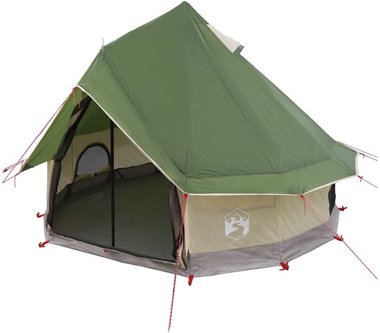 vidaXL - Tipi - Tent - met - dak - Groen - 250 - x - 250 - cm - Polyester - en - Staal