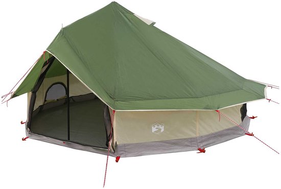 vidaXL - Tipi - Tent - met - dak - Groen - 700 - x - 700 - x - 395 - cm - Polyester - en - Staal