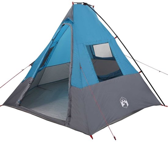 vidaXL - Tipi - Tent - met - dak - met - opslag - Blauw - 383 - x - 338 - x - 217 - cm - taft