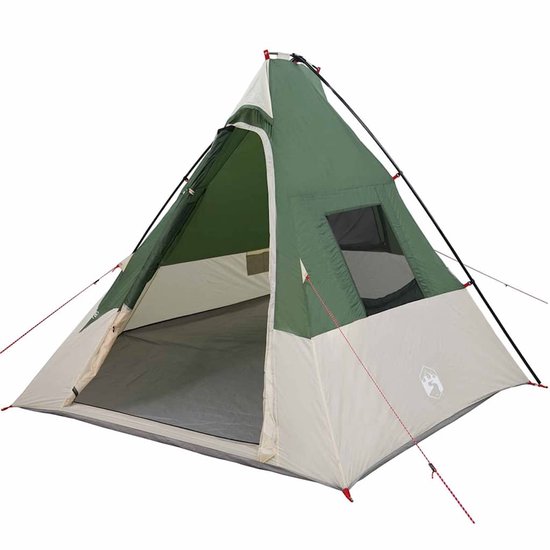 vidaXL - Tipi - Tent - met - dak - met - opslag - Groen - 383 - x - 338 - x - 217 - cm - taft van Merkloos