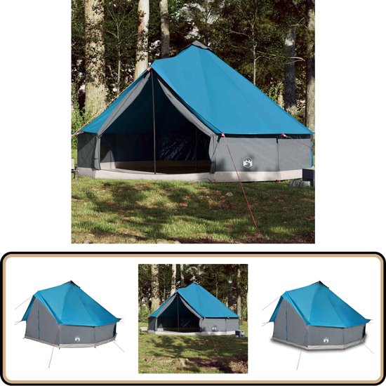 vidaXL Tipitent - 12-persoons - Waterdicht - Blauw Kampeeruitrusting - Familiecamping - Tipi Tent - Gezinstent - Buitenleven van Merkloos