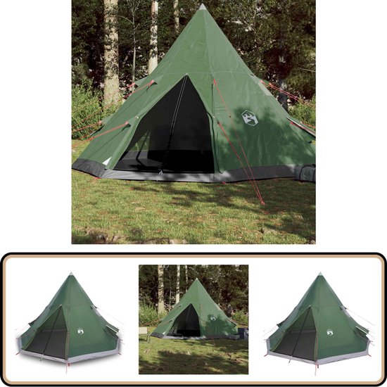 vidaXL Tipitent - 4-persoons - Waterdicht - Groen Kampeertent - Tipi Tent - Familietent - Outdoor Tent - Waterproof Tent van Vidaxl