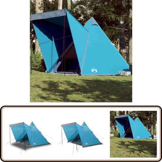 vidaXL Tipitent 6-persoons waterdicht blauw Tipitent - Familietent - Campingtent - Outdoor Tent - Blauwe Tent van Vidaxl